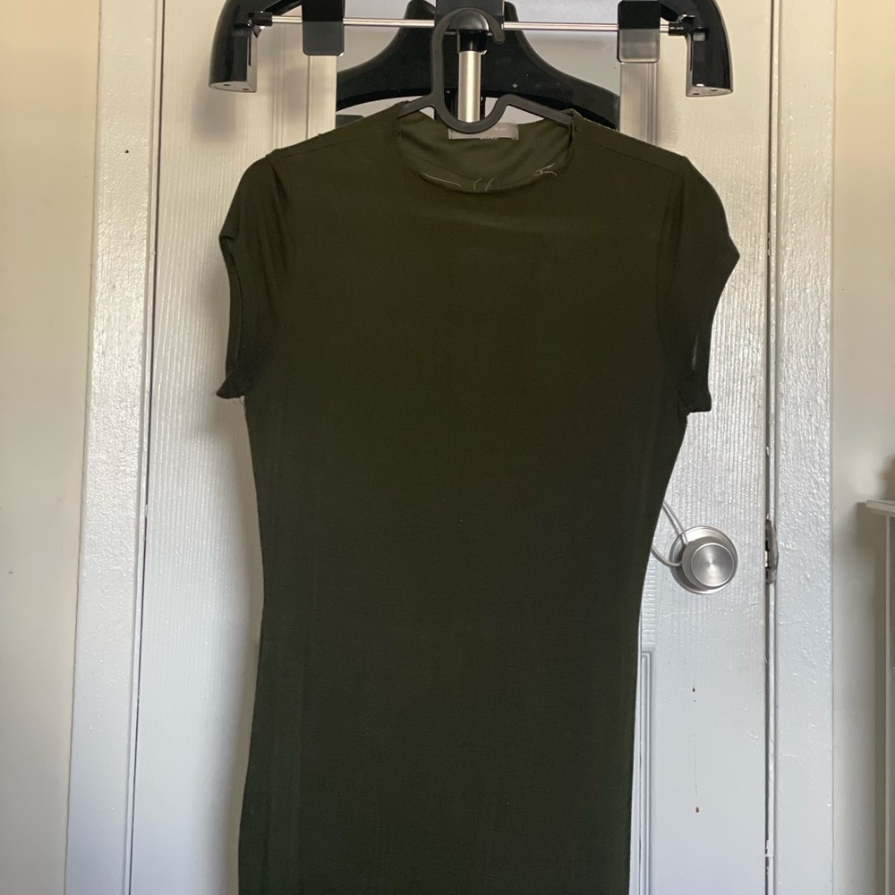 Olive Cotton dress, down to the knee!
